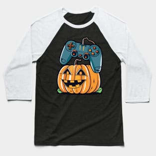 Halloween Jack O Lantern Gamer Boys Kids Men Funny Halloween Baseball T-Shirt